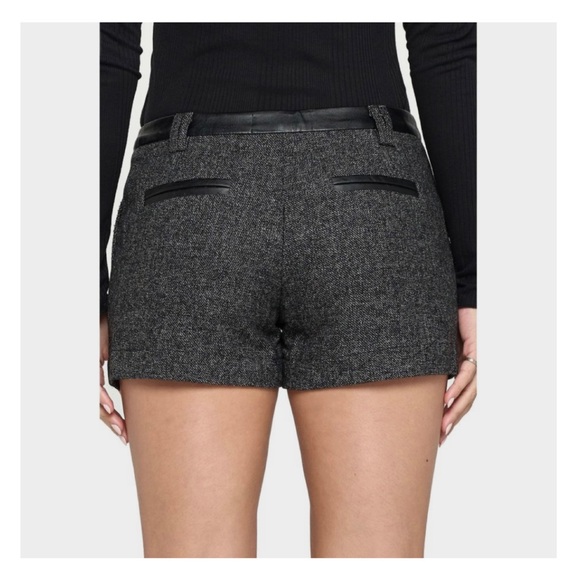 Double Zero Pants - Vegan Leather & Wool Contrast Shorts